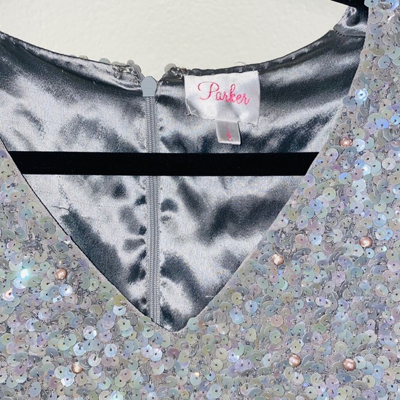 {Parker} Serena silver sequin mini dress - Picture 6 of 13
